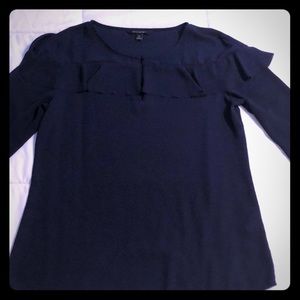 Navy blue ruffled long sleeve